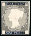 Stamp of Great Britain » 1855-1900 Surface Printed Four artist's drawings for a 9d value in pencil, black ink and grey wash