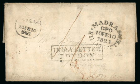 Stamp of India » Postal History in Hyderabad 1821 (Feb 3) Entire letter from Hyderabad via Madras