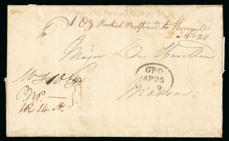 Stamp of India » Postal History in Hyderabad 1819 (April 19) Private courier packet mail from Secunderabad,