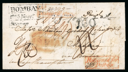 Stamp of India » Postal History in Hyderabad 1845 (Oct 2) Entire letter posted at Aurungabad and