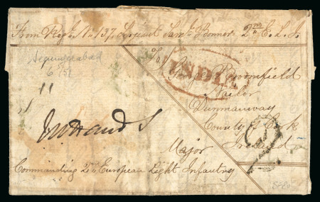 Stamp of India » Postal History in Hyderabad 1851 (May 6) Complete soldier’s letter from Camp Secunderabad