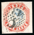 Stamp of India » Postal History in Hyderabad 1854, 4a blue and red (S.G. 23 or 25, frame die II,