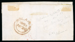 Stamp of India » 1854 Lithographs 1856 (Nov 20) Folded letter from Bolarum via Bombay to London, franked by cut-to-shape 4a blue and red