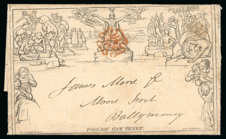Stamp of Ireland » GB Used In Ireland 1840 (December 1st) One Penny Mulready envelope, sent