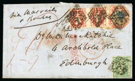 Stamp of India » Postal History in Hyderabad 1857 (Aug 22) Envelope posted in Secunderabad to Edinburgh,