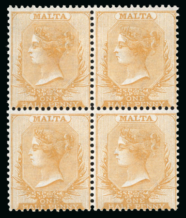 Stamp of Malta 1875 1/2d block of 4 mint block of four