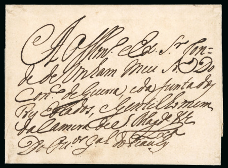 Stamp of Brazil » Postal History 1744 Folded  cover to Portugal addressed to a member