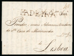 Stamp of Portuguese Colonies » Madeira 1804 (6/8) Entire to Lisboa hs very fine trike of MADEIRA
