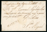 Stamp of Portuguese Colonies » Madeira 1818 (22.9) Entire to St Miguel (Azores) with fine s/l MADEIRA hs
