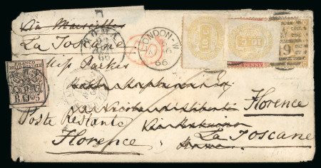 Stamp of Italian States » Papal States 1866 Envelope from England to Rome franked 1d + 9d
