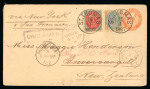 Stamp of Danish West Indies 1897 Uprated 3c stationery envelope to NEW ZEALAND