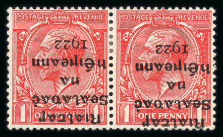 Stamp of Ireland » 1922 (Feb) Dollard Overprints (T1-T14) 1d scarlet, mint horizontal pair, with overprint shifted