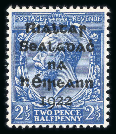 Stamp of Ireland » 1922 (Feb) Dollard Overprints (T1-T14) 2 1/2d bright blue, mint nh, showing overprint double,