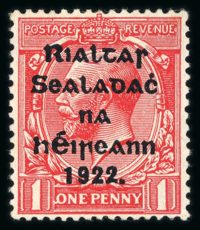Stamp of Ireland » 1922 (Jul-Nov) Thom Overprints (T25-T41) 1d scarlet, mint and used singles, both showing reversed