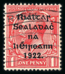 Stamp of Ireland » 1922 (Jul-Nov) Thom Overprints (T25-T41) 1d scarlet, mint and used singles, both showing reversed