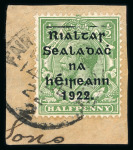 Stamp of Ireland » 1922 (Dec) Thom Overprints - Wide Setting (T42-T46) 1/2d green, mint and used singles, both showing line