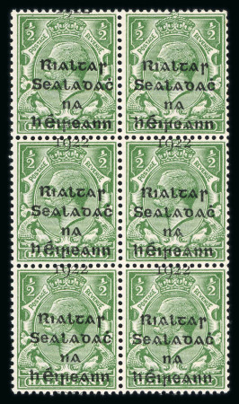Stamp of Ireland » 1922 (Feb) Dollard Overprints (T1-T14) 1/2d green, mint nh vertical block of six, showing