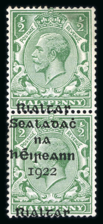 Stamp of Ireland » 1922 (Feb) Dollard Overprints (T1-T14) 1/2d green, unused vertical pair, showing overprints