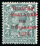 Stamp of Ireland » 1922 (Feb) Dollard Overprints (T1-T14) 4d grey-green with carmine ovpt, mint singles, showing