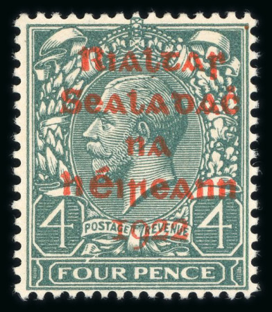 Stamp of Ireland » 1922 (Feb) Dollard Overprints (T1-T14) 4d grey-green with red ovpt, mint singles, showing