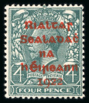 Stamp of Ireland » 1922 (Feb) Dollard Overprints (T1-T14) 4d grey-green with red ovpt, mint singles, showing