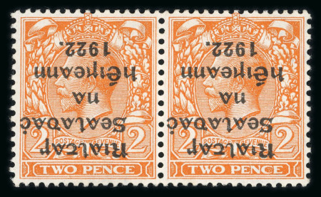 Stamp of Ireland » 1922 (Feb) Thom Overprints (T15-T19) 2d orange, die II, mint nh horizontal pair, both slightly
