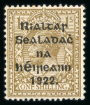 Stamp of Ireland » 1922 (Feb) Thom Overprints (T15-T19) 1s bistre-brown, mint single, showing ONF for ONE variety,