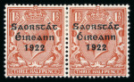 Stamp of Ireland » 1922-23 Thom Three-Line Overprints (T47-T61) 1 1/2d red-brown, mint horizontal pair, right stamp