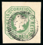 Stamp of Portugal 1855-56 Maria II 50r group of three, all four-margined