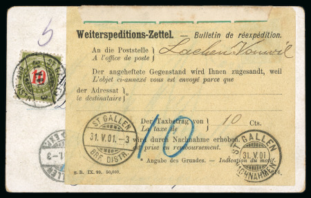 Stamp of Switzerland / Schweiz » Portomarken Portomarken auf zwei seltenen Briefen 1901-1902 aus dem Ausland