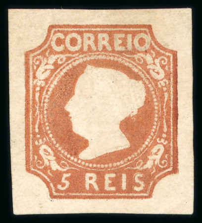 Stamp of Portugal 1853 Maria II 5r reddish brown, type I, unused without gum