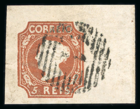 Stamp of Portugal 1853 Maria II 5r reddish brown, type I, used right marginal