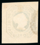 Stamp of Portugal 1853 Maria II 50r yellow-green, used with good to large margins