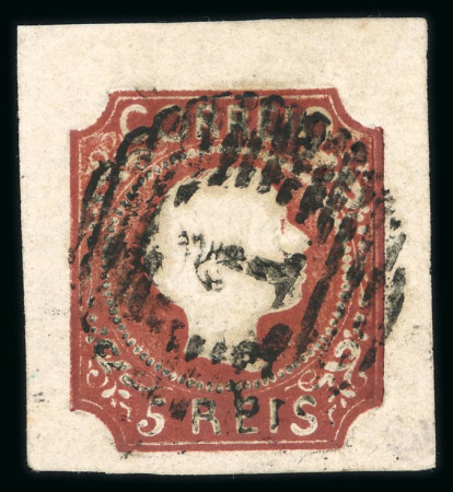 Stamp of Portugal 1855-56 Pedro V (straight hair) red-brown, type IV, used