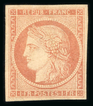 Stamp of France » Type Cérès de 1849-1850 1849, Cérès non dentelé 1 franc vermillon pâle dit