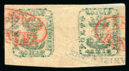 Stamp of Romania » 1858 (1st Nov.) - 1861 Moldavia - Handstruck at Jassy - Imperforate 40 Parale greenish blue on white paper, two very fine