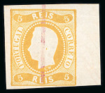 Stamp of Portugal 1866-67 Luis I, imperf. curved label, selection on 4 stockpages