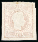 Stamp of Portugal 1866-67 Luis I, imperf. curved label, selection on 4 stockpages