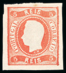 Stamp of Portugal 1866-67 Luis I, imperf. curved label, selection on 4 stockpages