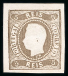 Stamp of Portugal 1866-67 Luis I, imperf. curved label, selection on 4 stockpages
