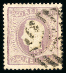 Stamp of Portugal 1867-70 Luis I, perf. curved label, selection on 2 stockpages
