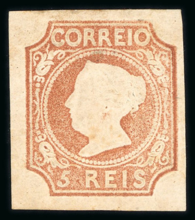 Stamp of Portugal 1853 Maria II 5r type I reddish brown, mint o.g.