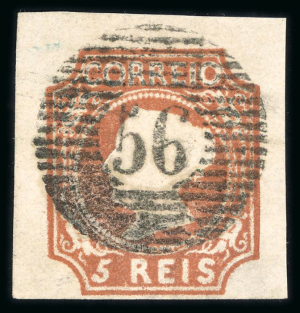 Stamp of Portugal 1853 Maria II 5r type I reddish brown, used from Braga