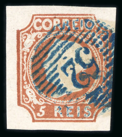 Stamp of Portugal 1853 Maria II 5r type I reddish brown, used from Porto