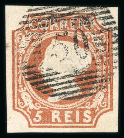 Stamp of Portugal 1853 Maria II 5r type I reddish brown, used with nice