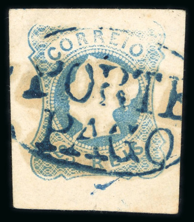 Stamp of Portugal 1853 Maria II 25r type I, two used examples with pre-stamp postmarks