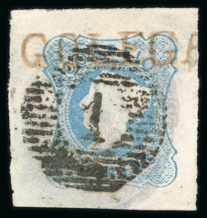 Stamp of Portugal 1853 Maria II 25r type I, two used examples with pre-stamp cancels
