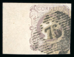 Stamp of Portugal 1853 Maria II 100R lilac, used left marginal example