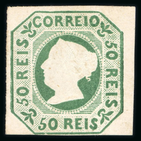 Stamp of Portugal 1853 Maria II 50r green mint o.g.