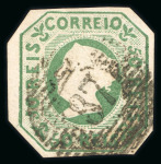 Stamp of Portugal 1853 Maria II 50r green used, cut-to-shape, used